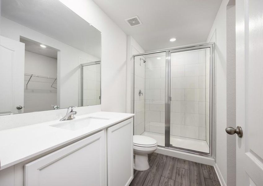 Walk-in shower of the master bathroom