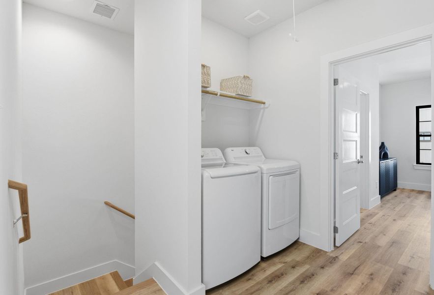 Efficient third-floor utility room with easy access, designed to maximize space and convenience. Efficient third-floor utility room with easy access, designed to maximize space and convenience.