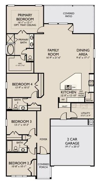 2D floor plan layout of this home in Brookewater, Rosenberg, TX (Image 4).
