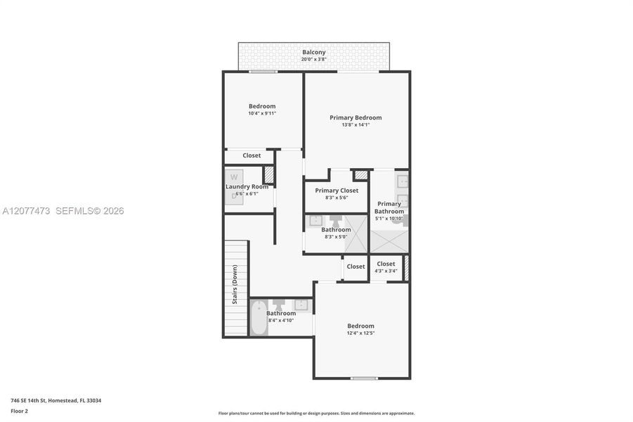2D floor plan layout of this home in , Homestead, FL (Image 6). 2D floor plan layout of this home in , Homestead, FL (Image 6).