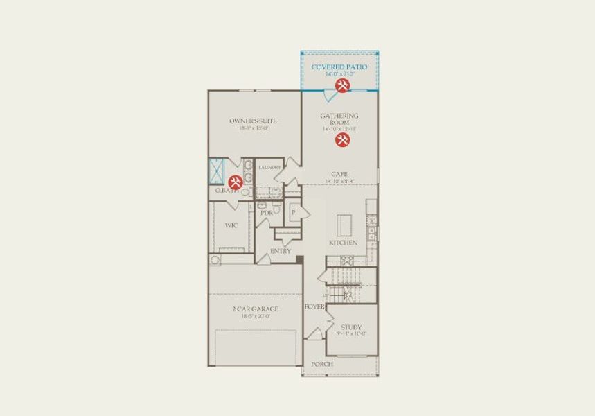 2D floor plan layout for the Dinero by Centex in Davis Ranch, San Antonio, TX (Image 4).
