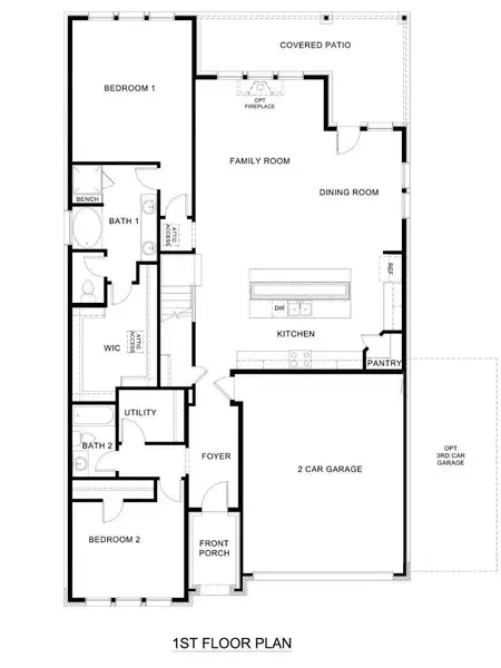 2D floor plan layout for the Englewood by D.R. Horton in Prairie Oaks, Oak Point, TX (Image 3).