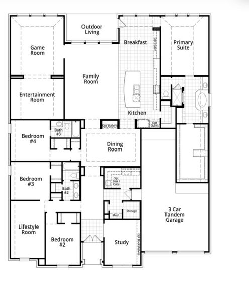 2D floor plan layout for the 274 Plan by Highland Homes in Hallie's Cove, Schertz, TX (Image 3).
