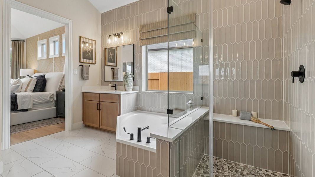 Representative furnished interior of a home built from the Rosewood by DRB Homes in Revelry, Del Valle (Image 29).