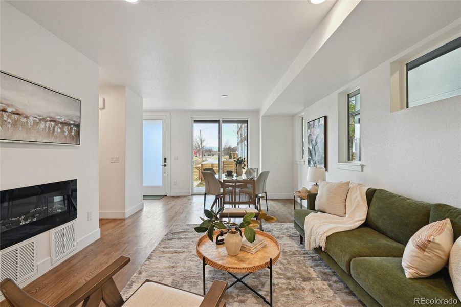 Living room with fireplace