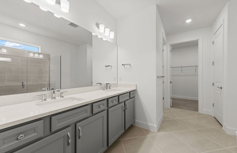 Walk-in shower in owner's bathroom