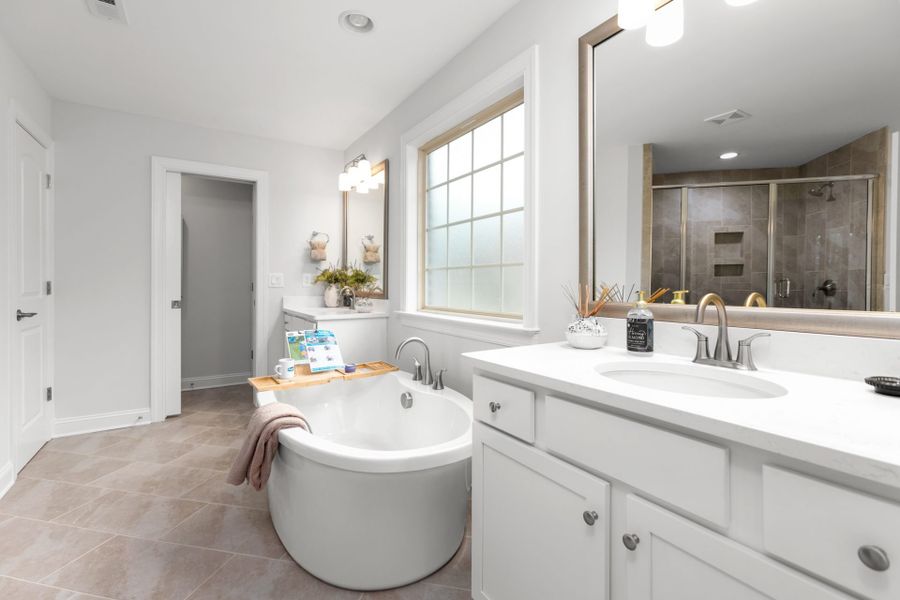 Representative furnished interior of a home built from the Hanover Lux by Keystone Homes NC in Weybridge, Burlington (Image 44).