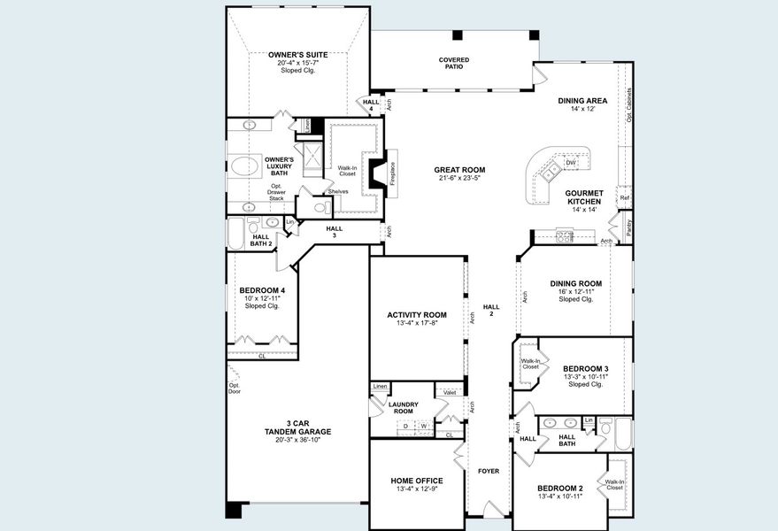 2D floor plan layout for the Hayden by K. Hovnanian® Homes in Lakeview, Waller, TX (Image 4).