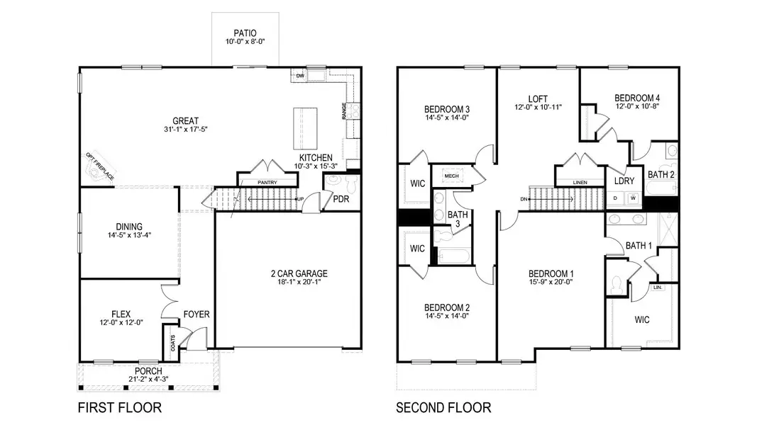 2D floor plan layout of this home in Catlett Cove, Knoxville, TN (Image 2).