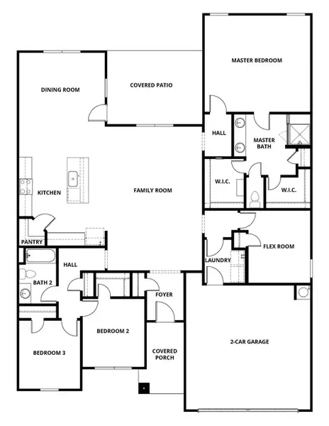 2D floor plan layout of this home in Canyon Ranch, Jarrell, TX (Image 2).