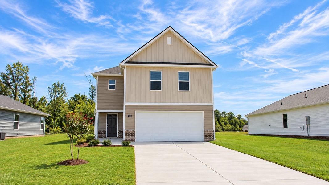 Front exterior of a new home in Evergreen Landing, Rossville, GA, highlighting curb appeal (Image 20). Front exterior of a new home in Evergreen Landing, Rossville, GA, highlighting curb appeal (Image 20).
