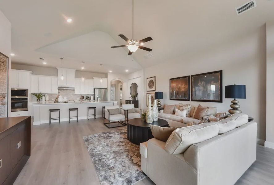 Representative furnished interior of a home built from the Waylon by Chesmar Homes in 6 Creeks, Kyle (Image 5).
