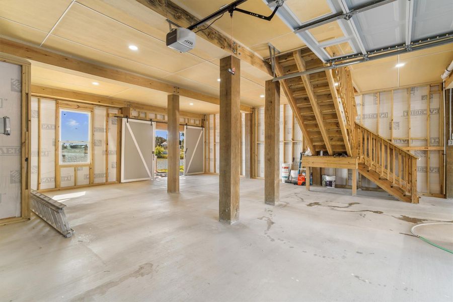 Large garage space underneath the home Large garage space underneath the home