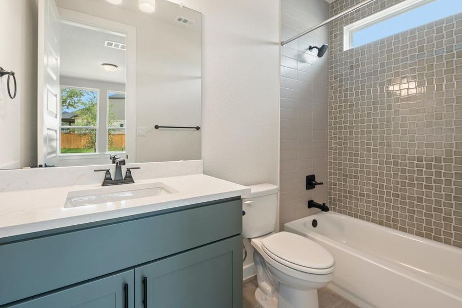 Furnished interior view inside a new home in Park Collection at Heritage, Dripping Springs (Image 14). Furnished interior view inside a new home in Park Collection at Heritage, Dripping Springs (Image 14).