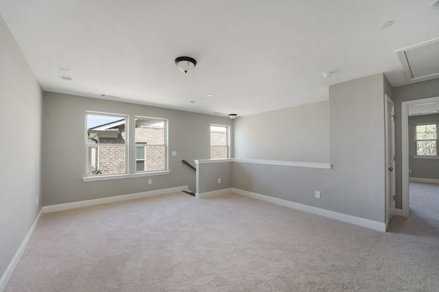 Representative unfurnished interior of a home built from the Brighton by Celebration Homes in Aden Woods Of Castleberry Farms, Fairview (Image 25). Representative unfurnished interior of a home built from the Brighton by Celebration Homes in Aden Woods Of Castleberry Farms, Fairview (Image 25).