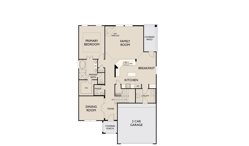 2D floor plan layout for the Tyler by Ashton Woods in Ashland, Angleton, TX (Image 3).