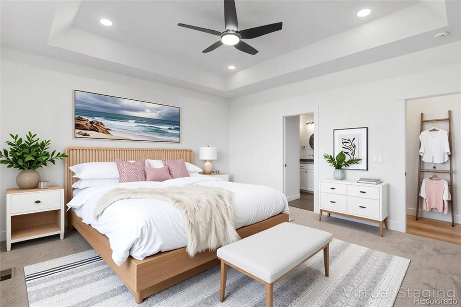 primary suite virtually staged