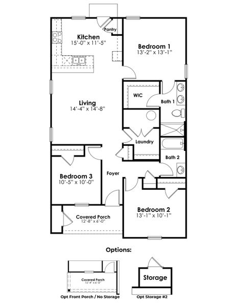 2D floor plan layout for the Lewis by D.R. Horton in Southshore Bay, Sunset Beach, NC (Image 3).