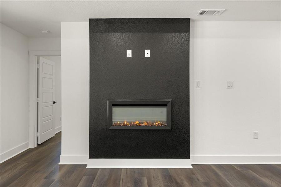 electric fireplace, a mantle has been installed (not pictured), wiring for entertainment. electric fireplace, a mantle has been installed (not pictured), wiring for entertainment.