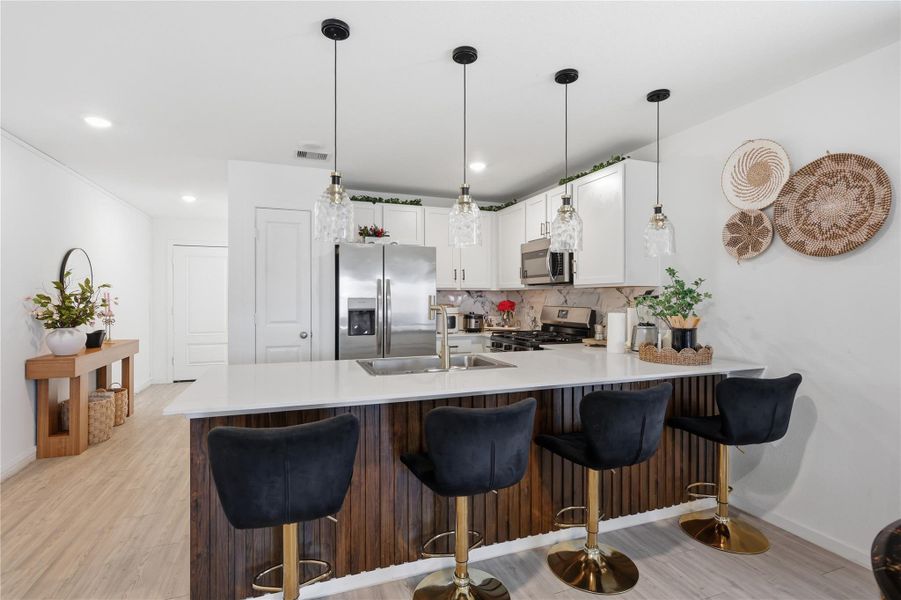 Spacious seating area in the kitchen area with upgraded design under the countertop