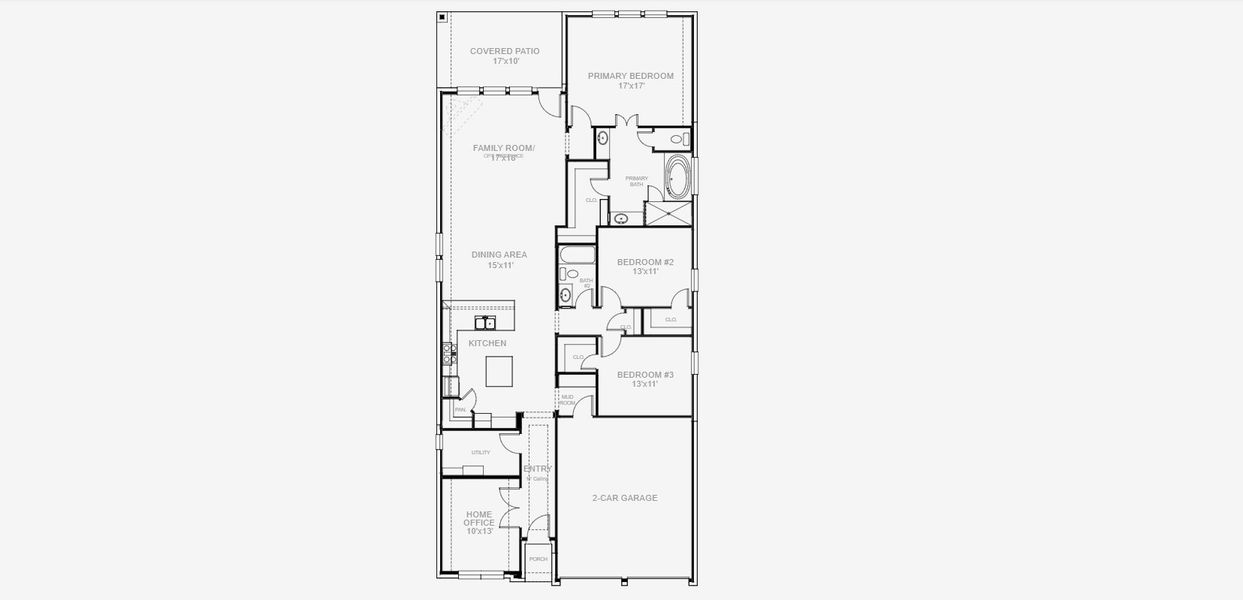 2D floor plan layout for the 1984W by Perry Homes in Briggs Ranch 45', San Antonio, TX (Image 5).