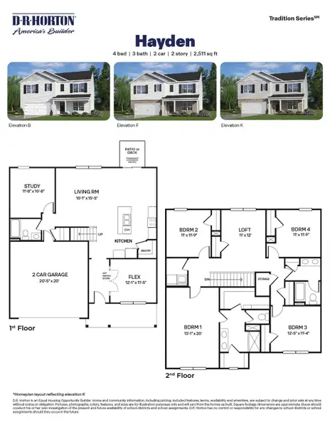 2D floor plan layout of this home in The Landing at Summerhaven, Mebane, NC (Image 3).