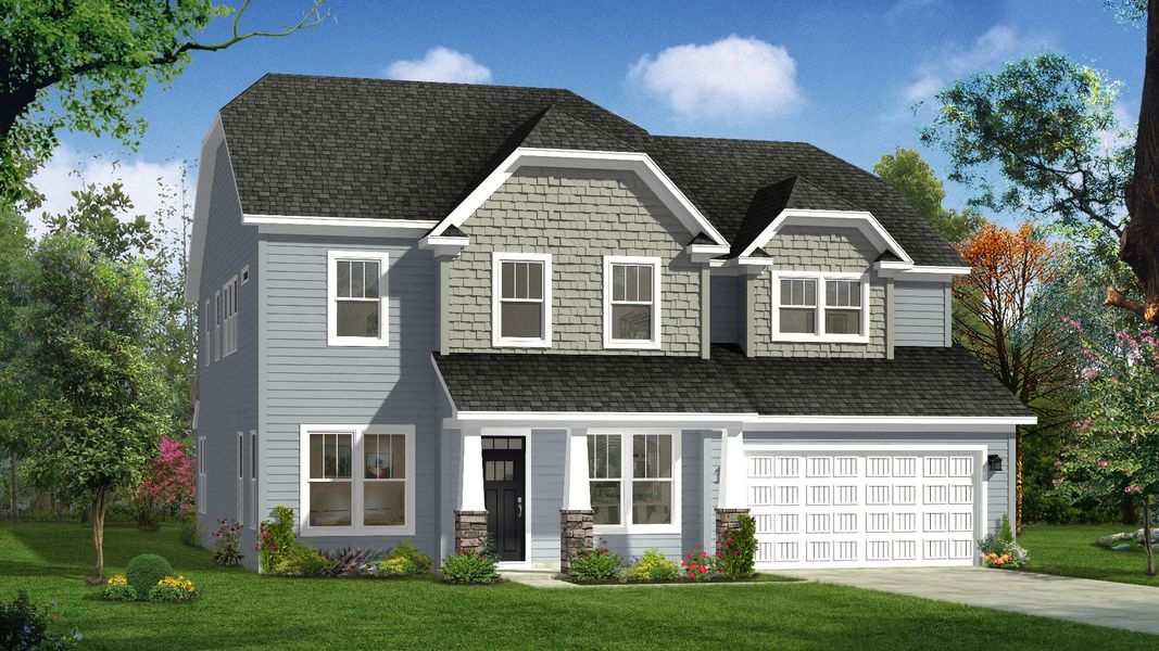 Representative exterior photo of a completed home built from the Stonehaven by DRB Homes in Rosemary Grove, Greenville, SC (Image 25).