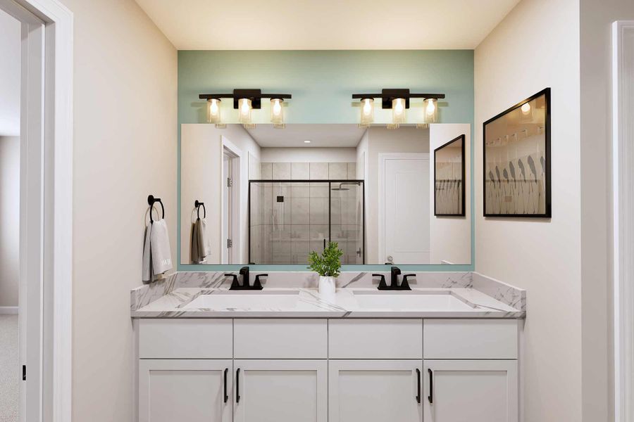 Representative furnished interior of a home built from the The Cedarspur by David Weekley Homes in The Townes at Cadia Village, Matthews (Image 3).