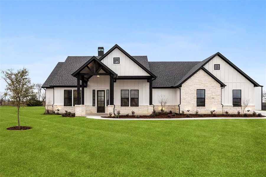 Front exterior of a new home in , Caddo Mills, TX, highlighting curb appeal (Image 1). Front exterior of a new home in , Caddo Mills, TX, highlighting curb appeal (Image 1).