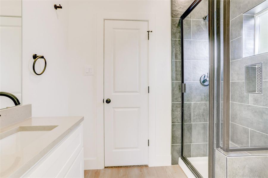 Jack and Jill bath with walk in shower.