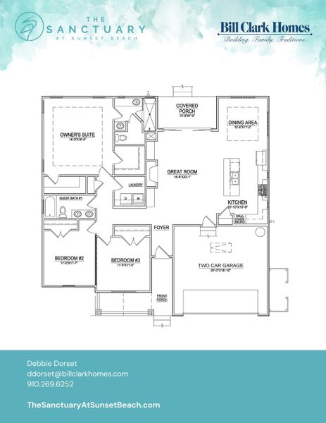 2D floor plan layout of this home in The Sanctuary at Sunset Beach, Sunset Beach, NC (Image 2).