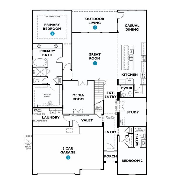 2D floor plan layout for the 5058 by Shea Homes in The Grand Prairie 60', Hockley, TX (Image 4). 2D floor plan layout for the 5058 by Shea Homes in The Grand Prairie 60', Hockley, TX (Image 4).
