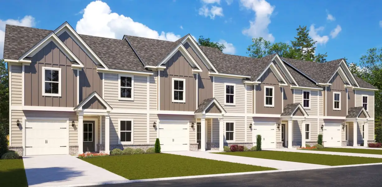 Front exterior of a home in the The Village at Maple Street community, located in Dawsonville, GA (Image 1).