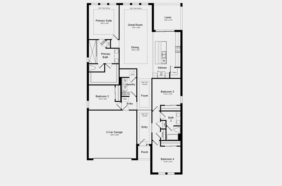 2D floor plan layout for the Carlsbad by Taylor Morrison in Hillcrest, San Antonio, FL (Image 3).