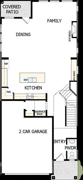 2D floor plan layout of this home in Revel Crossing at Wolf Ranch - The Panorama Collection, Colorado Springs, CO (Image 2).