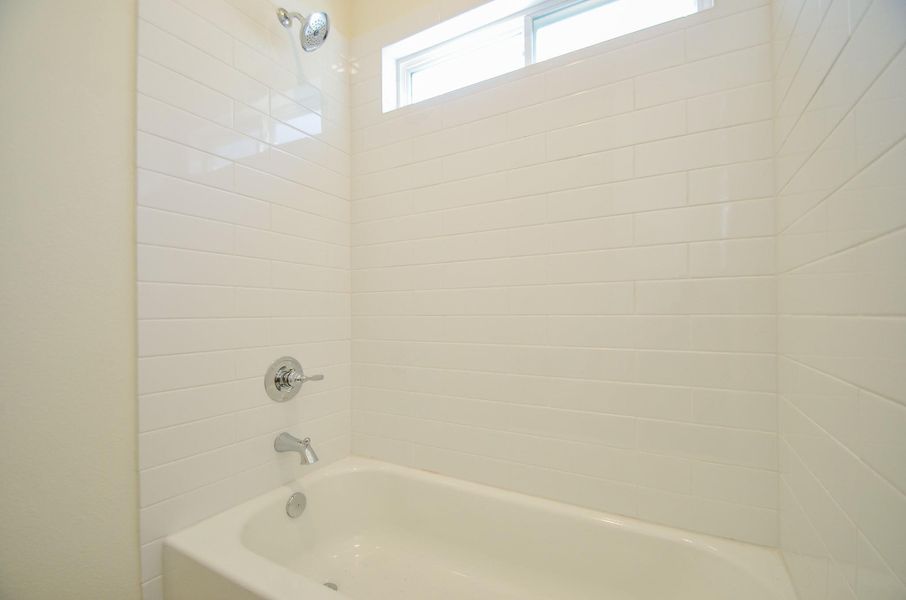 The combination tub and shower offers versatility for everyday use.