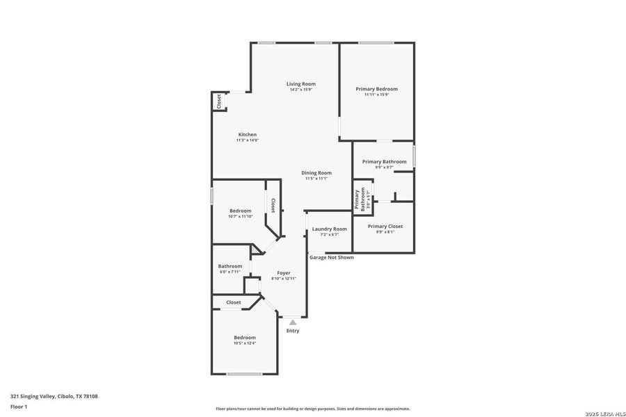2D floor plan layout of this home in Steele Creek, Cibolo, TX (Image 3).