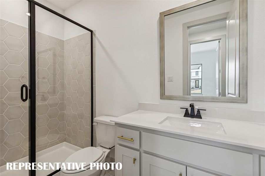 Friends and family will feel right at home in any of the beautifully finished guest baths in this lovely home!  REPRESENTATIVE PHOTO