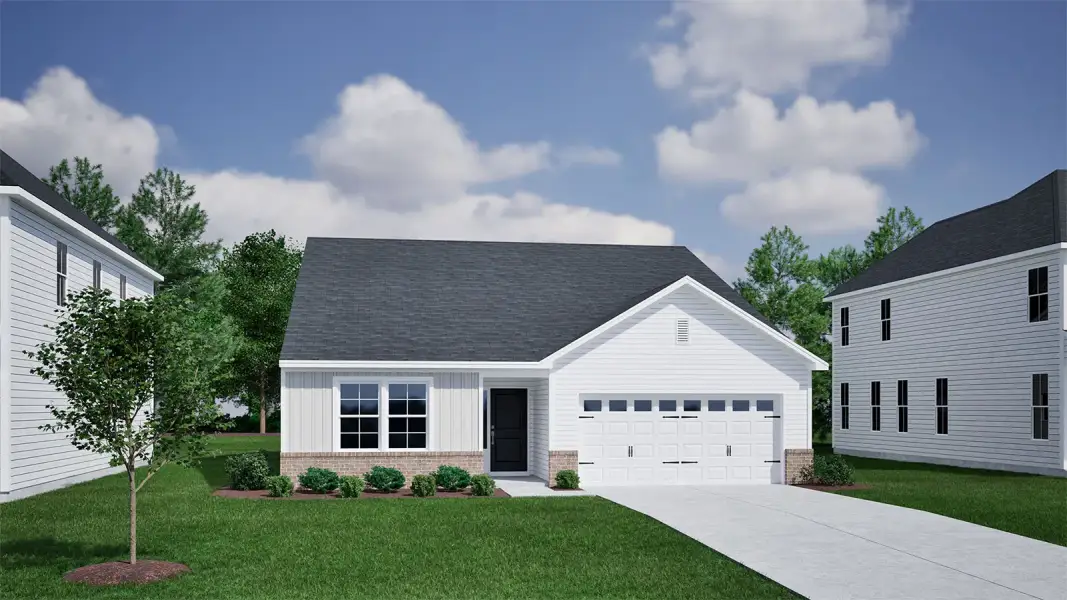 Representative exterior photo of a completed home built from the Gwinnett II - Genesis Value Collection by Mungo Homes in Fairfield Place East and West, Chesnee, SC (Image 15).