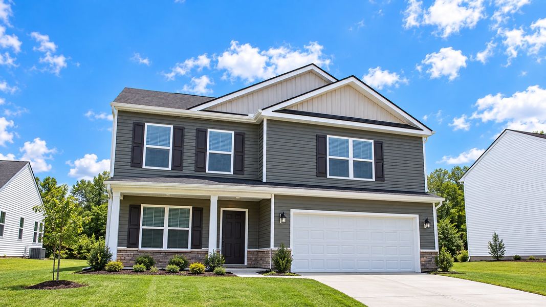 Front exterior of a new home in Owensby Farms, Dayton, TN, highlighting curb appeal (Image 22). Front exterior of a new home in Owensby Farms, Dayton, TN, highlighting curb appeal (Image 22).
