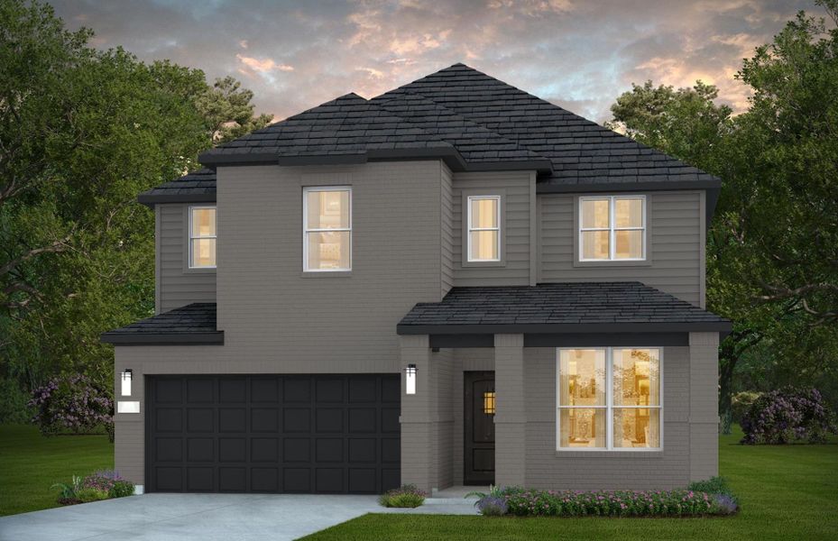 Representative exterior photo of a completed home built from the Riverdale by Pulte Homes in Montgomery Bend, Montgomery, TX (Image 15).