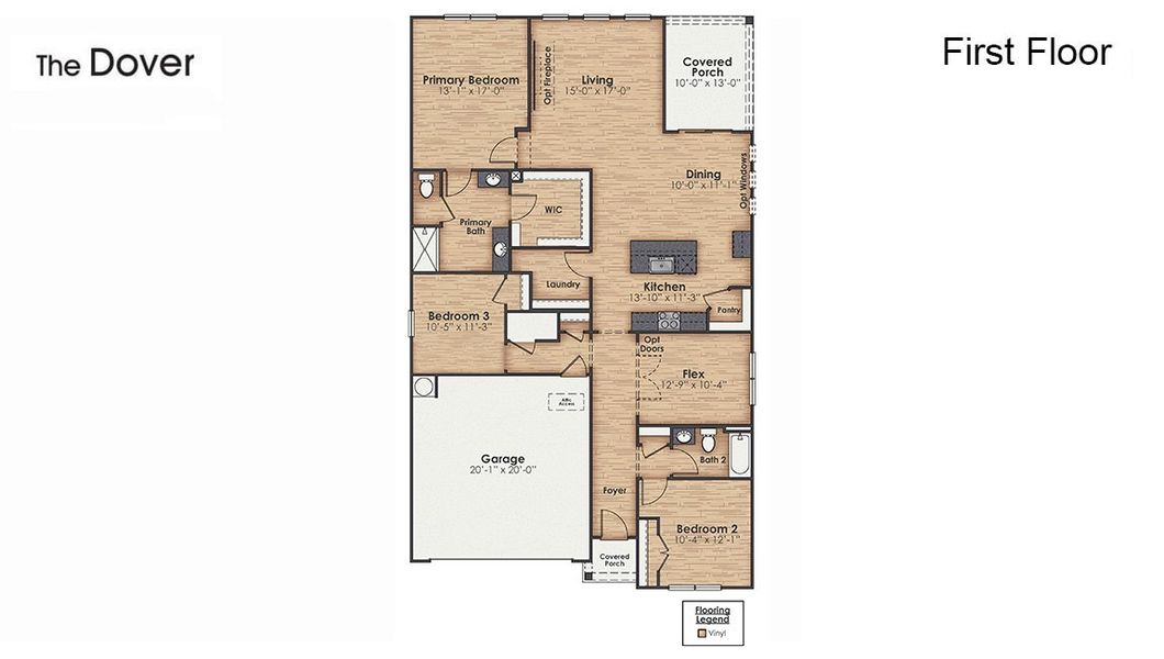 2D floor plan layout for the Dover by D.R. Horton in Eagle Creek, Bolivia, NC (Image 5). 2D floor plan layout for the Dover by D.R. Horton in Eagle Creek, Bolivia, NC (Image 5).