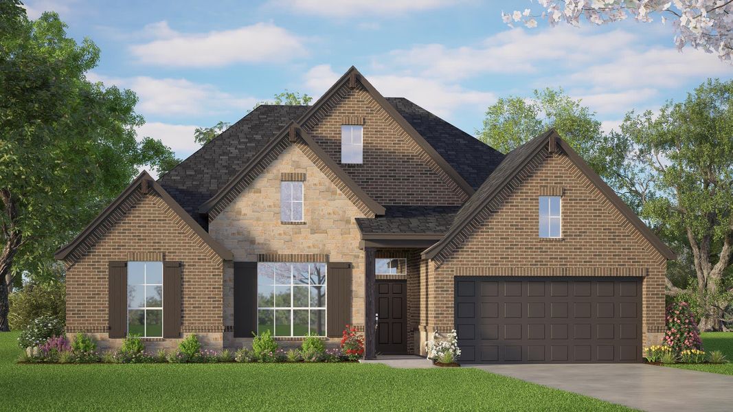 Elevation D with Stone | Concept 2040 at Belle Meadows in Cleburne, TX by Landsea Homes