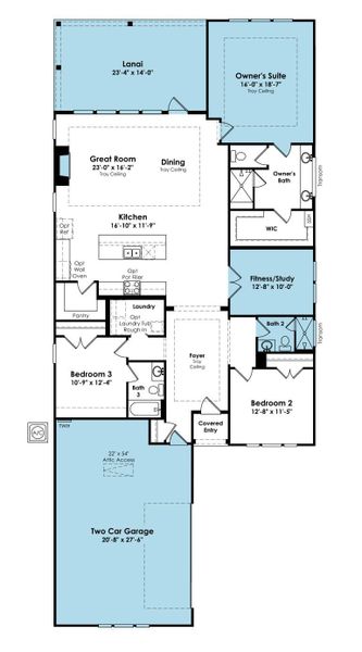 2D floor plan layout of this home in Cresswind at Spring Haven, Newnan, GA (Image 4).