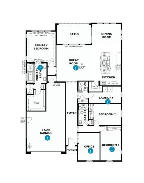 2D floor plan layout for the 5032 by Shea Homes in Skymark at Northpointe, Peoria, AZ (Image 3).