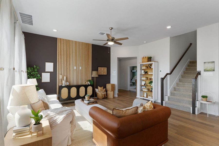 Representative furnished interior of a home built from the Windsor – 45′ Lot by Chesmar Homes in Bridgeland, Cypress (Image 5).