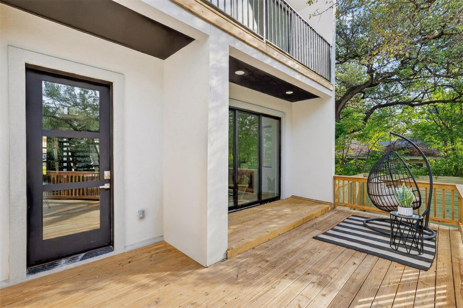 Step onto the back deck and instantly feel the calm of your private oasis — perfect for morning coffee, evening cocktails, or simply soaking in the greenbelt views Step onto the back deck and instantly feel the calm of your private oasis — perfect for morning coffee, evening cocktails, or simply soaking in the greenbelt views