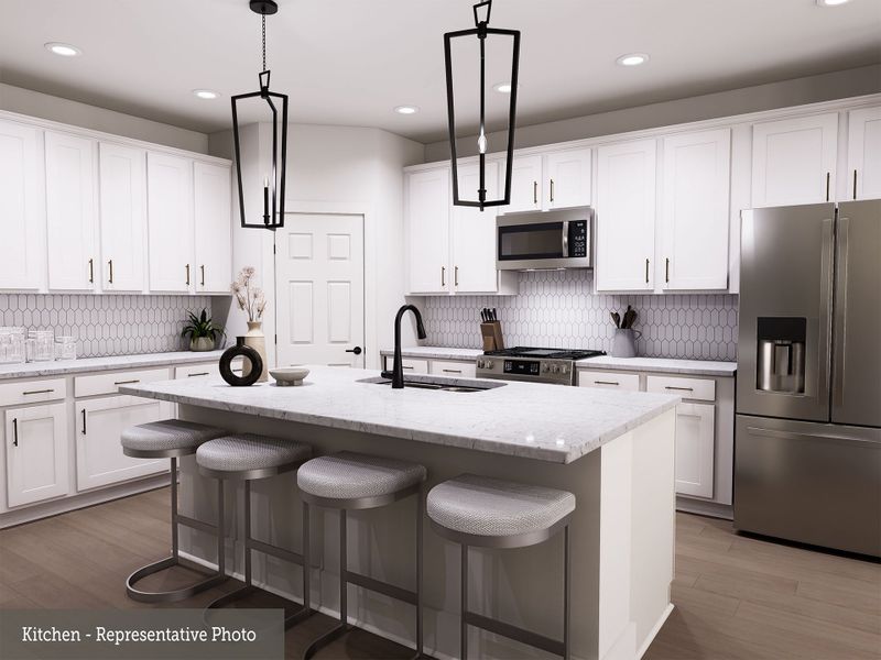 Furnished interior view inside a new home in Beacon Point at Lago Mar - Retreat Collection, Texas City (Image 6).