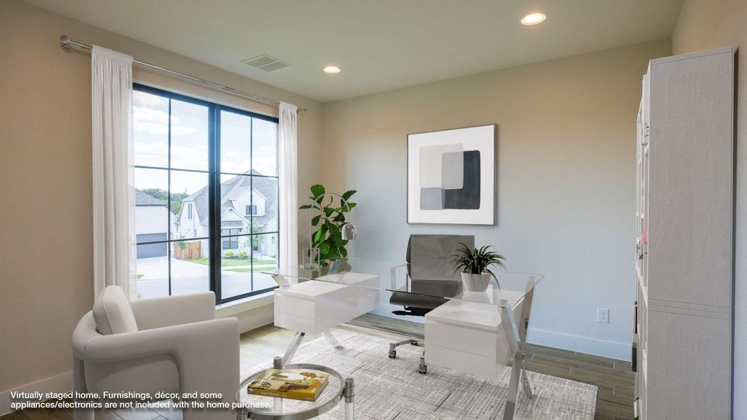 Office featuring recessed lighting and wood finished floors Office featuring recessed lighting and wood finished floors