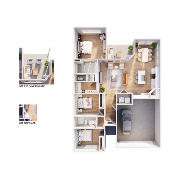 2D floor plan layout for the The Birdie by RED GABLE HOMES in The Gables At Tioga, Tioga, TX (Image 3).